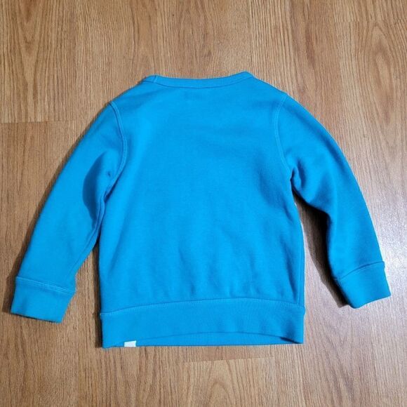 Gap Kids Dinosaur Sweatshirt Raptor T Rex Blue Fleece Yellow Decor Size 4 - Picture 2 of 6